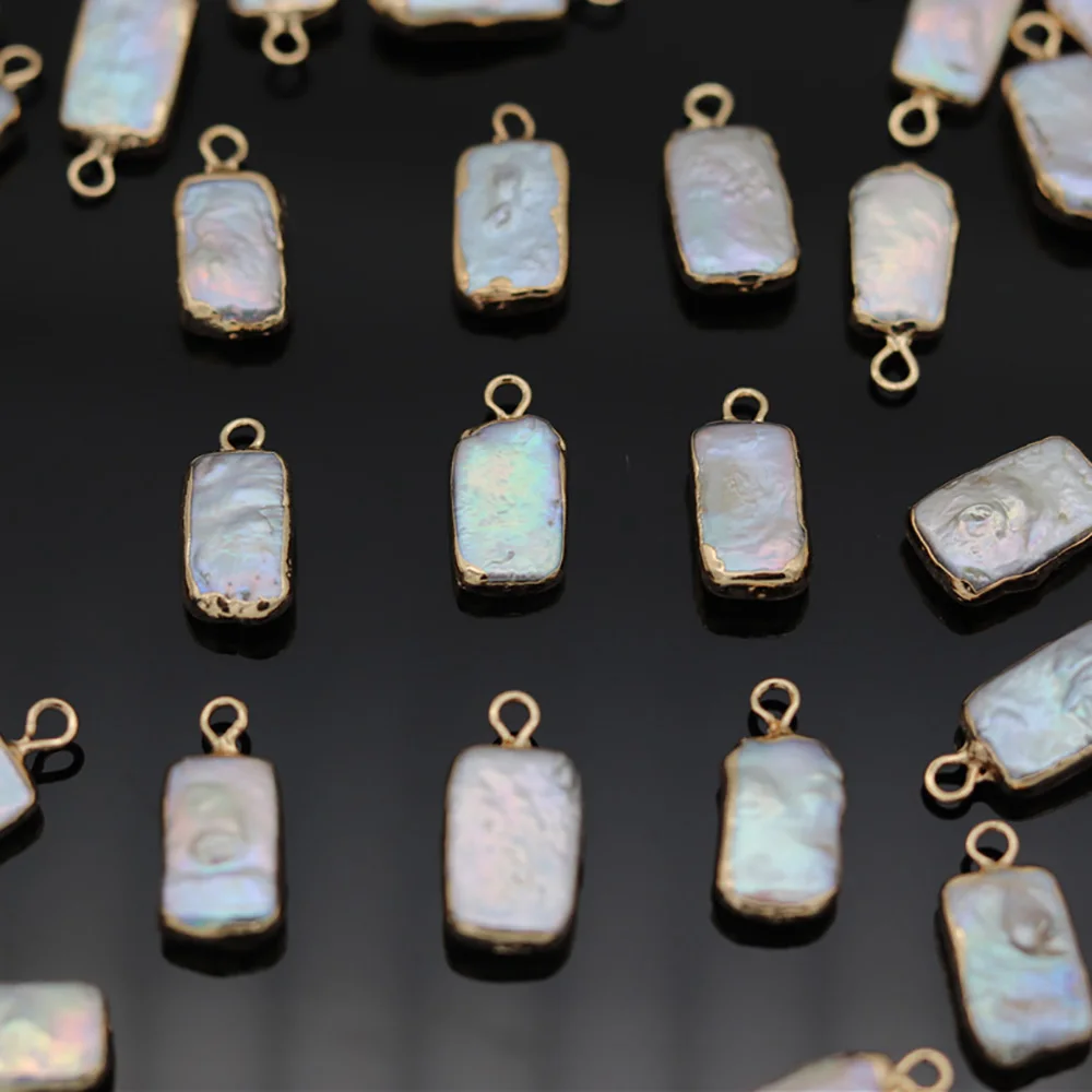 

Natural Pearl Rectangle Fine Pearl Connector Making DIY Fashion Charm Necklace Bracelet Jewelry Accessories 2pcs