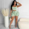 Ruffles Halter Crop Top+ Shorts Sets Two 2 Piece Set Women Party Club Outfits 2021 Vacation Summer Clothes Femmer Streetwear 3