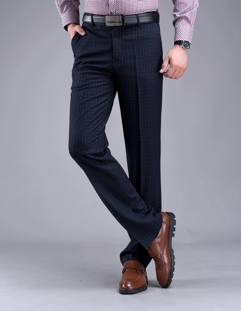 Mu Yuan Yang,, деловой повседневный костюм, брюки, мужские, подходят, прямые, британские, клетчатые брюки, Осенние, удобные, приятный на ощупь дизайн
