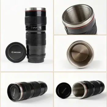 

Coffee Cup Mugs US 400-500ml Creative Camera Lens Drinking Glass Coffee Mug Stainless Steel Water Cup 15oz Mugs Drinkware