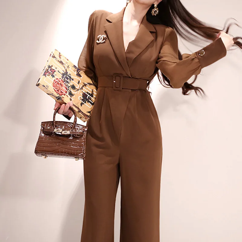 

WOMEN'S Dress 2019 New Style Debutante Onesie Elegant Suit Collar-Style Business Trousers Slimming Loose Pants