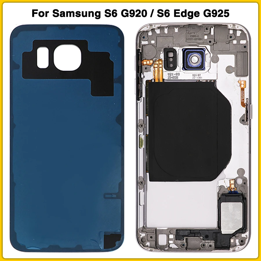 Чехол S6 для samsung Galaxy S6 G920/S6 Edge G925 Передняя средняя рамка+ задняя крышка батареи