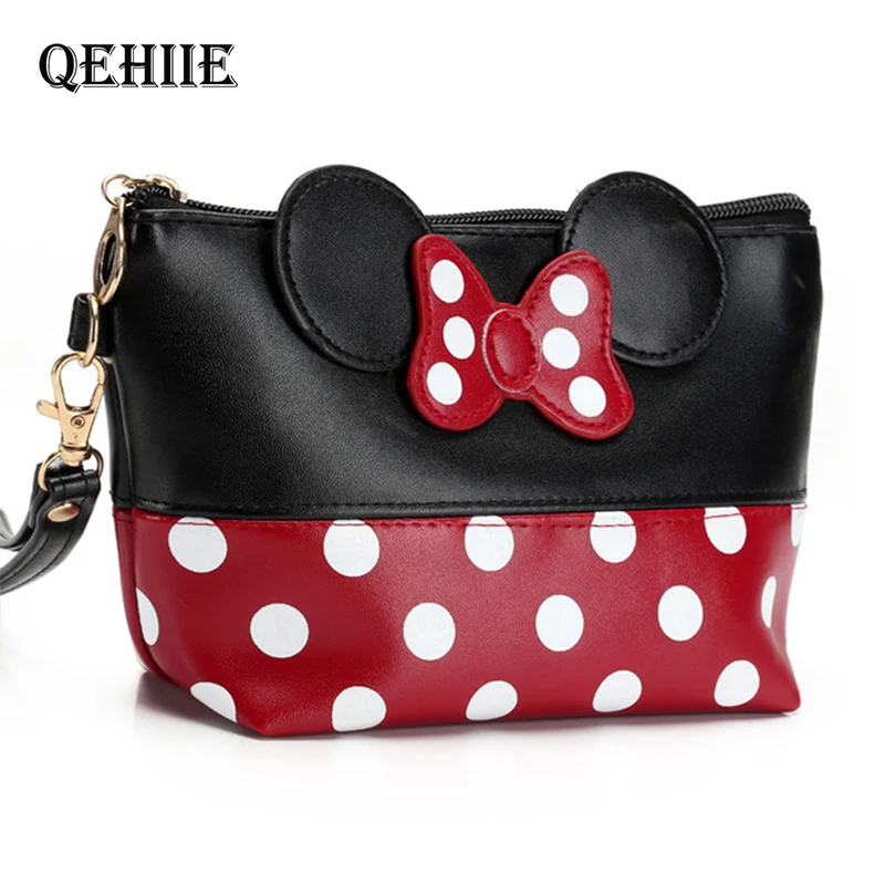 

Travel Cosmetic Bag Cartoon Bow Makeup Case Women Zipper Hand Holding Make Up Handbag Organizer Storage Pouch Toiletry Wash Box
