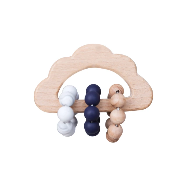 Navy blue 1 шт. детские игрушки погремушки пищевого качества деревянные облака Прорезыватели Силиконовые бусы для прорезывания зубов Уход кулон детские товары для 0-12 месяцев - Цвет: Navy blue