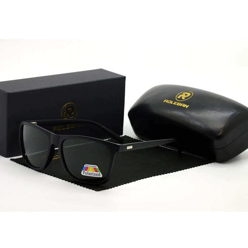 Black frame black Мужские поляризационные солнцезащитные очки, мужские брендовые винтажные очки для вождения, мужские солнцезащитные очки с защитой от уф400 лучей - Цвет линз: Black frame black