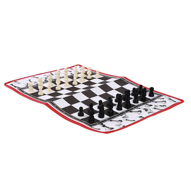 2 in 1 Chess & Checkers & Backgammon Set Travel Plastic Chess Game Magnetic Chess Pieces Folding Checkerboard Gift Entertainment 2