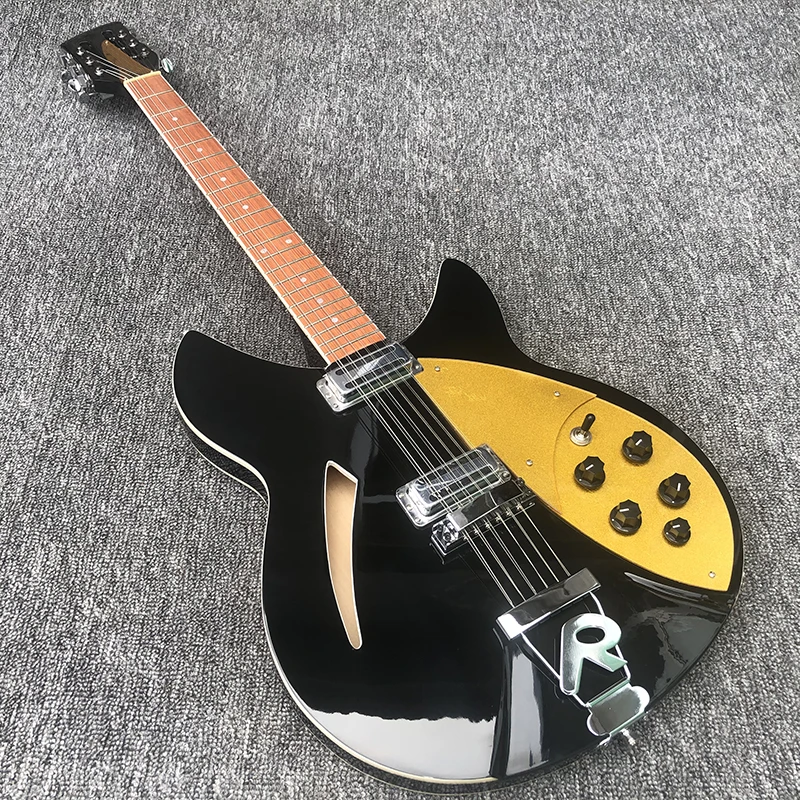 

2019 High quality 12 String Electric Guitar, Ricken 360 Electric Guitar,Black paint body with Golden guards,free shipping