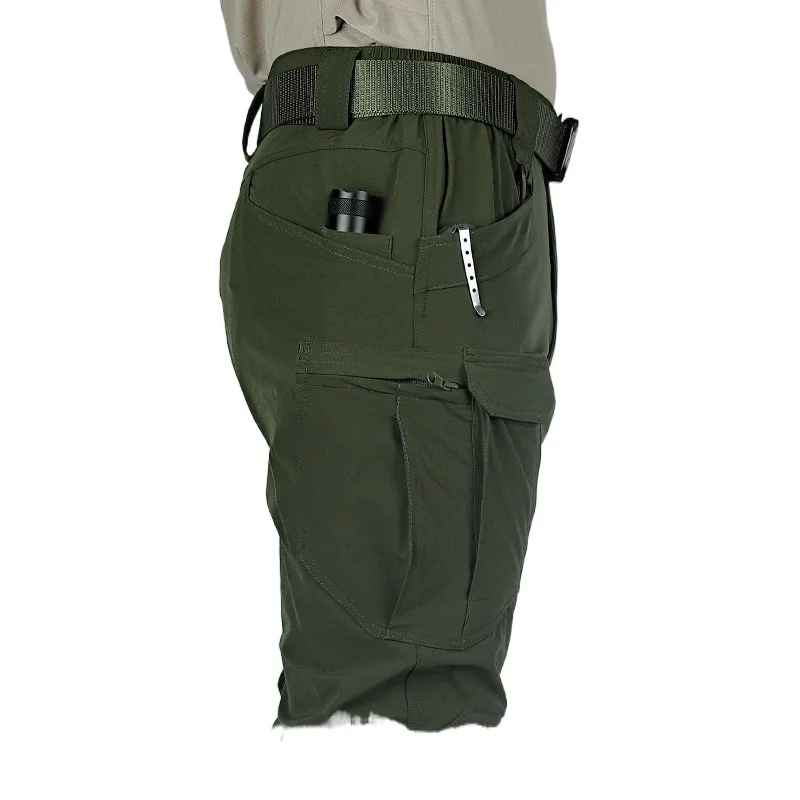 Tactical pants men's elastic spring and summer quick-drying pants windproof and waterproof camouflage overalls loose large size