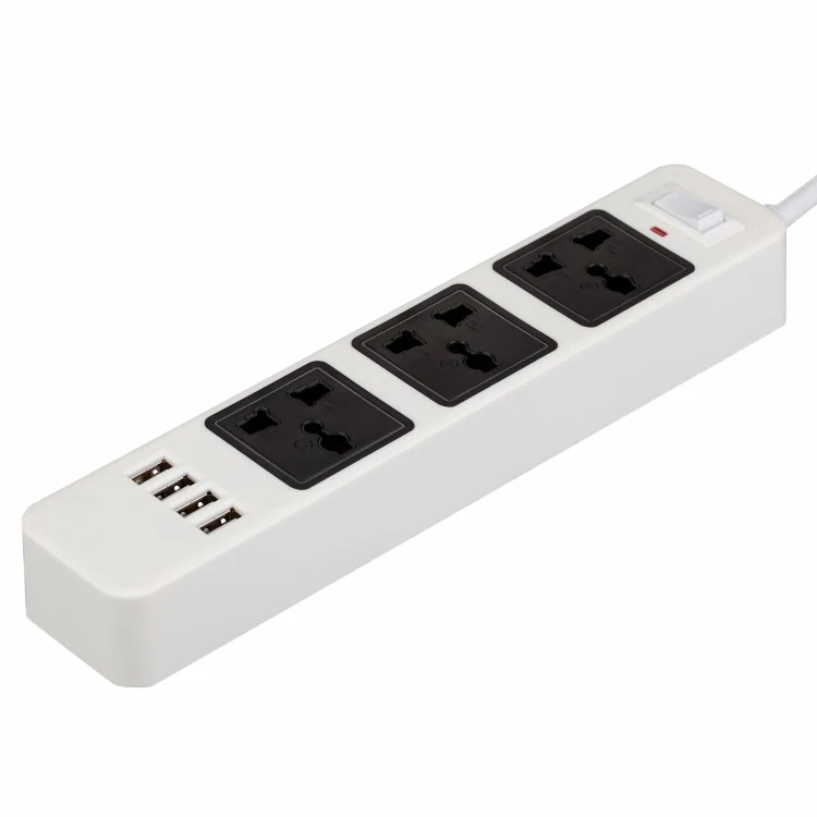 Мощность полосы 3AC универсальных розеток EU Plug 1 8 м кабель удлинитель 4USB Быстрая