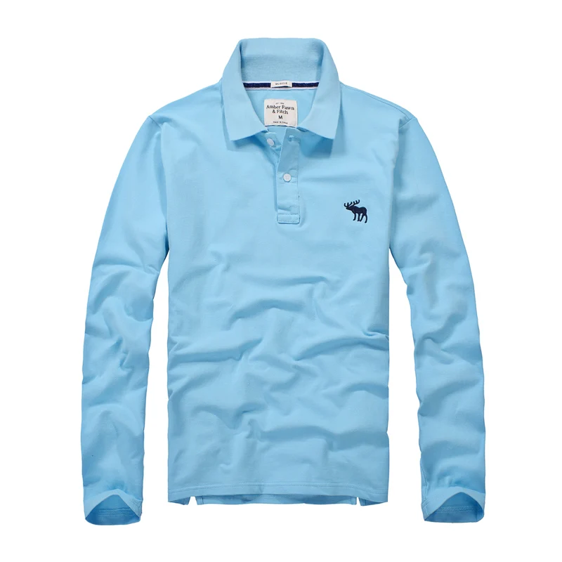 Осенняя мужская рубашка поло с длинными рукавами, чистый хлопок, лацканы белого хлопка размера плюс, олень afs, hollistic, мужская рубашка Поло