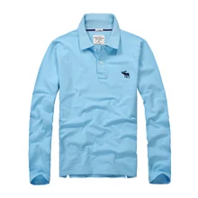 Осенняя мужская рубашка поло с длинными рукавами, чистый хлопок, лацканы белого хлопка размера плюс, олень afs, hollistic, мужская рубашка Поло