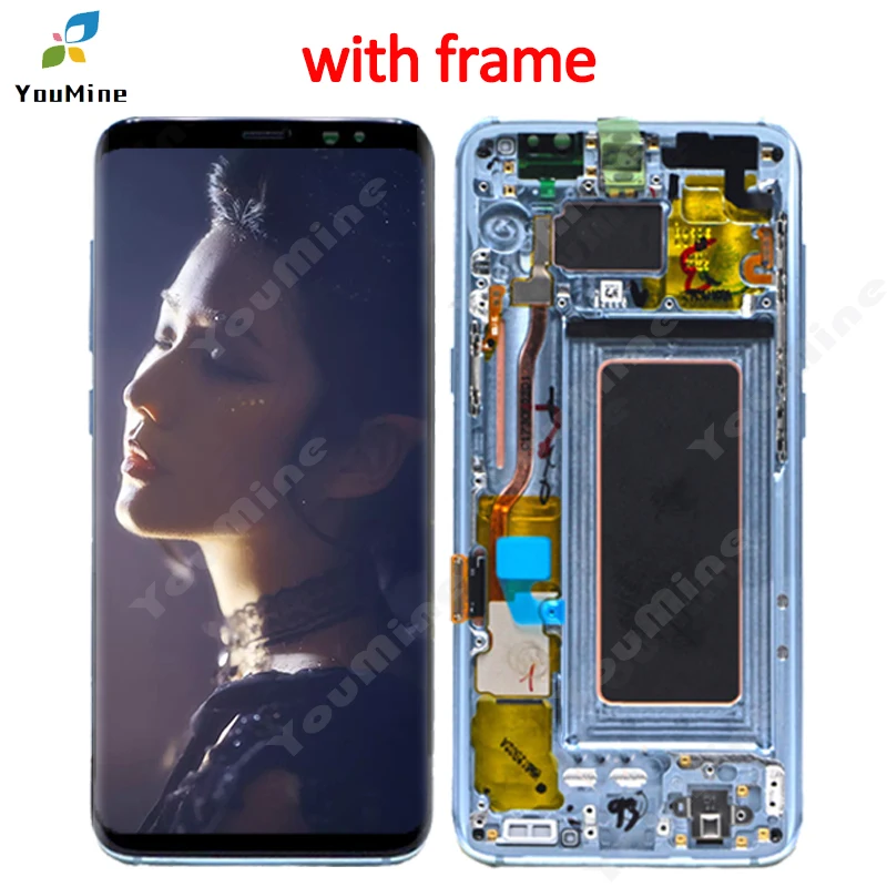 ЖК для SAMSUNG Galaxy S8 дисплей S8 Plus s8+ G950 G950F G955 G955F кодирующий преобразователь сенсорного экрана в сборе Замена с рамкой