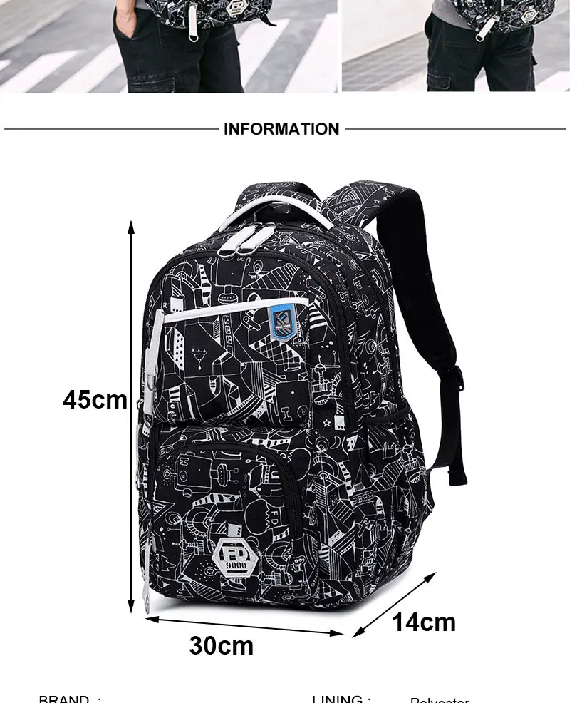 Многофункциональный рюкзак с принтом для мальчиков, школьные сумки для подростков, спортивный рюкзак для мальчиков, Оксфорд, водонепроницаемый рюкзак для мальчика