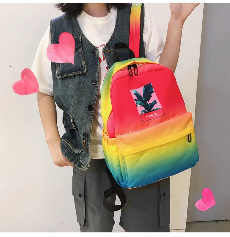 Модный Радужный градиентный рюкзак для женщин Harajuku стиль девушки студенческий городок школьный женский высококачественный рюкзак для путешествий