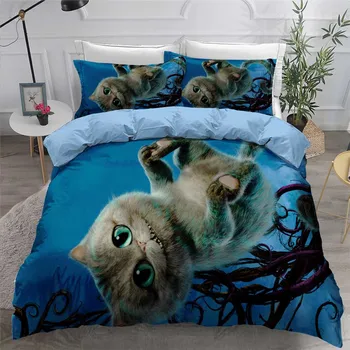 

HELENGILI 3D Bedding Set Smiley cat Print Duvet Cover Set Bedcloth with Pillowcase Bed Set Home Textiles #XLM11