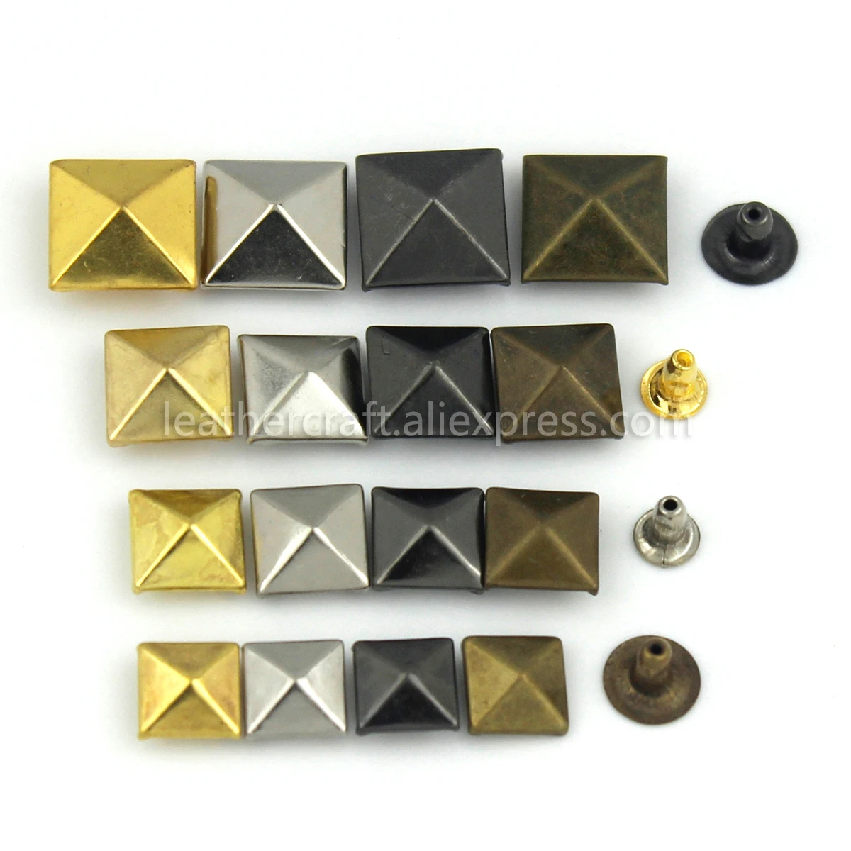 Remaches Piramidales De 4 Garras - Pack De 100 Uds, Latón, Tamaños 10/12/15 Mm, Decorativos Para Ropa, Bolsos, Calzado