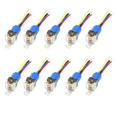 

10 Pcs Ceramic Socket Green Pilot Lamp 5 Pin NO+NC SPDT Car Relay DC24V 80A