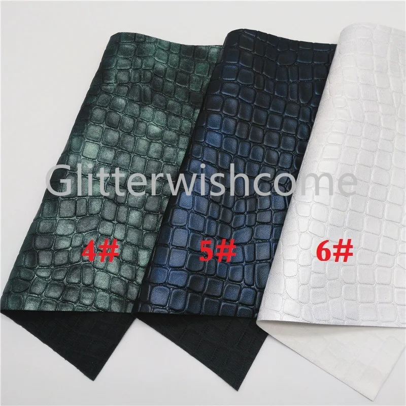 Glitterwishcome 21X29 см A4 размер винил для бантов металлик Крокодил зерна Синтетическая кожа искусственная кожа листы для бантов, GM708A