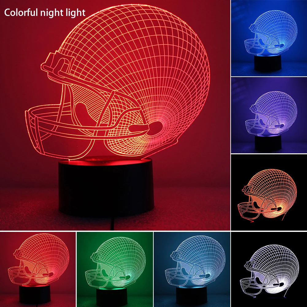 

7 Color Sports Caps Gradient Color Football Helmet Gifts Party Night Lights 3D Touchable