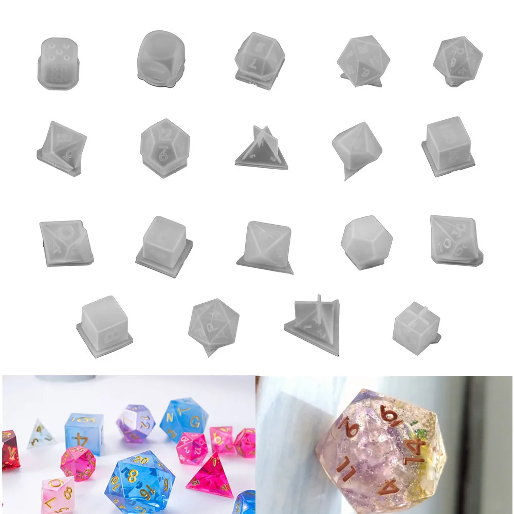 

19 Style Dice Shape Silicone Molds Cuboid Dice Moulds for Resin Decorative DIY Carfts UV Epoxy Resin Mold Jewelry Making Tools