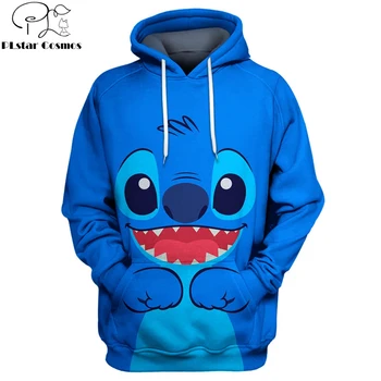 

2019 New Fashion Men hoodies Blue Stich Cartoon 3D Printed Cute Hoodie Unisex Casual streetwear sudadera hombre