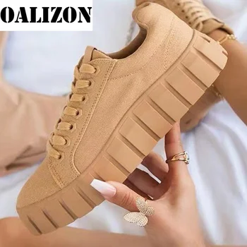 New Fashion Women Lace Up Casual Thick Bottom Flat Shallow Sneakes Sports Shoes Woman Lady Female Flats Running Trainers Shoes 2
