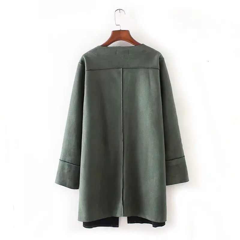 Куртка женская демисезонная из искусственной замши длинная верхняя одежда в