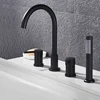 4Pcs Brass Bathroom Bathtub Faucet Bath Faucet Deck Mounted Handheld Tub Mixer Tap Cold Hot Mixer Water Tap With Hand Shower 5