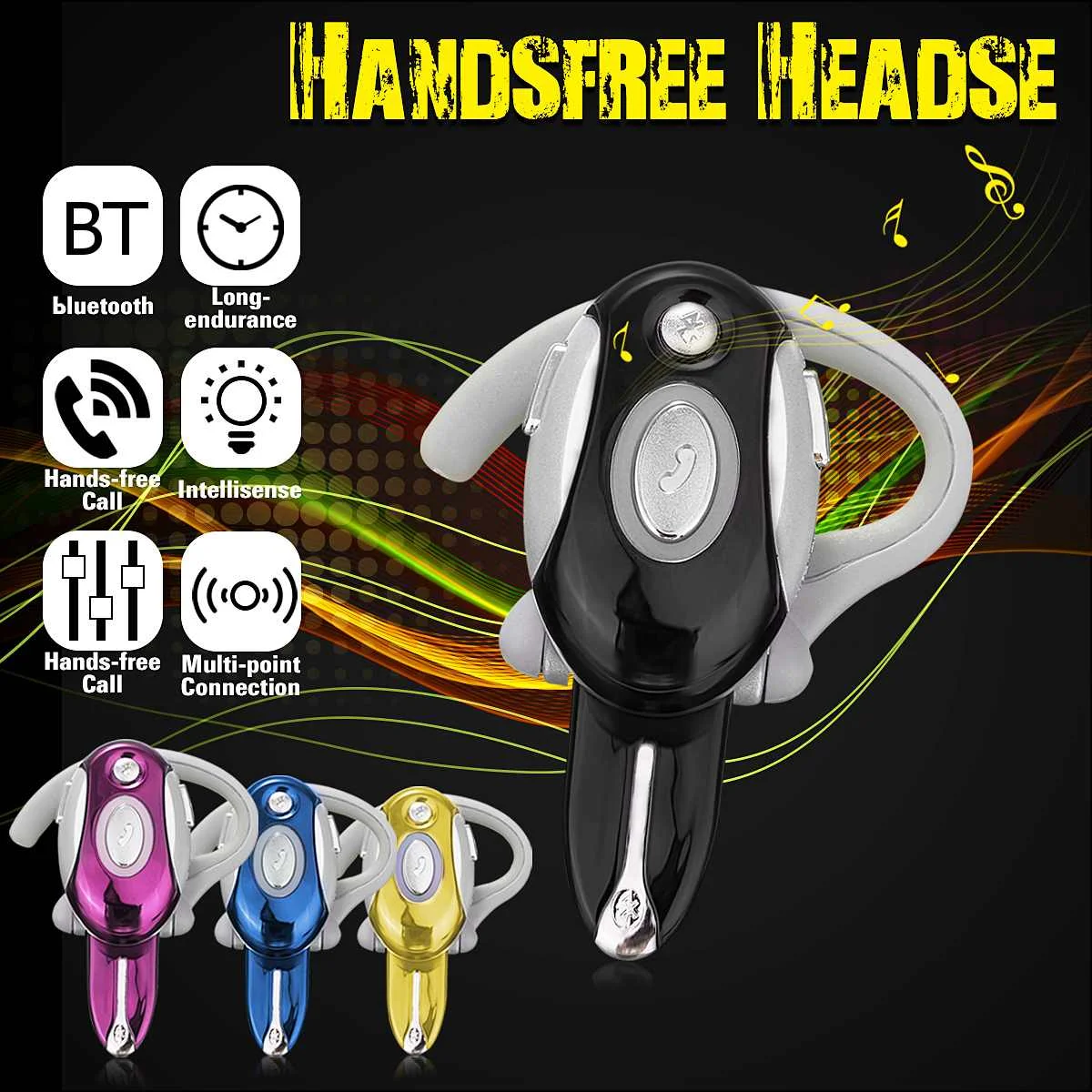 New Bee Bluetooth 2 1 Earpiece Wireless Headset hands free Earphone Headset Stereo Headphone For iPhone