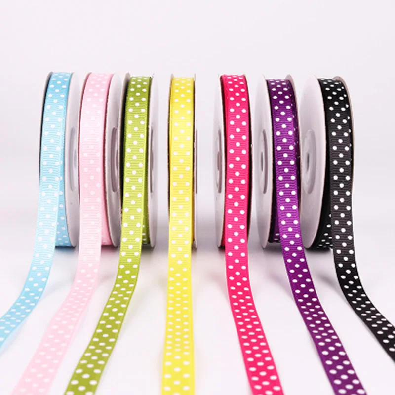 10/25 мм 5 ярдов горошек печатных Grosgrain ленты &quotсделай сам&quot свадьбы праздника
