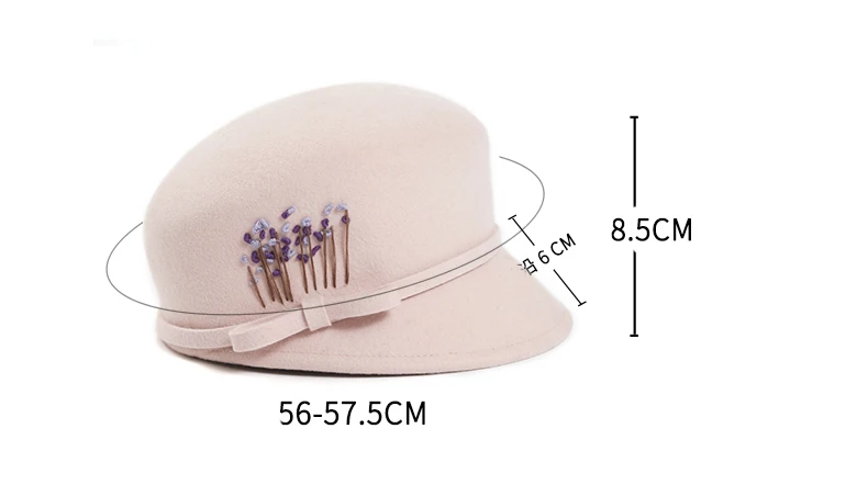 FS осенне-зимняя шапка с неровными полями, фетровая шляпа для женщин, шерстяная фетровая купольная Цветочная котелок, черная серая розовая Женская фетровая шляпа