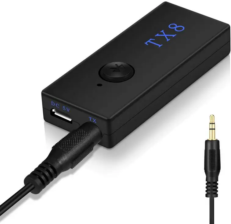 DC 5V TX8 Wireless Bluetooth Transmitter Receiver Adapter Stereo Audio Music Adapter RCA 3 5mm Audio 2 In 1 for TV Headphone PC
