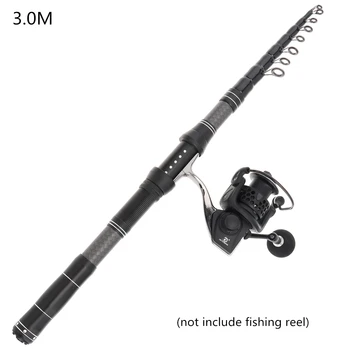 

Black 3.0m Carbon Fiber Telescopic Fishing Rods Fasten Guides Ultra Short 10 Section Portable Fishing Pole Ultra short design