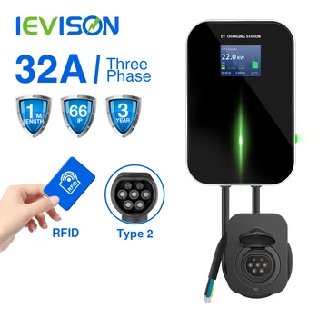 

32A 3 Phase Wllbox EV Charger Wallmounted with RFID Electric Vehicle Charging Station Type 2 Socket IEC 62196-2 Holder for Audi
