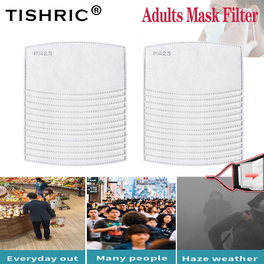 

TISHRIC PM 2.5 Mask Filter Anti-fog/Dust/Haze Mouth Mask Non-woven Activated Carbon Filter Paper For Adults Health Care Mask