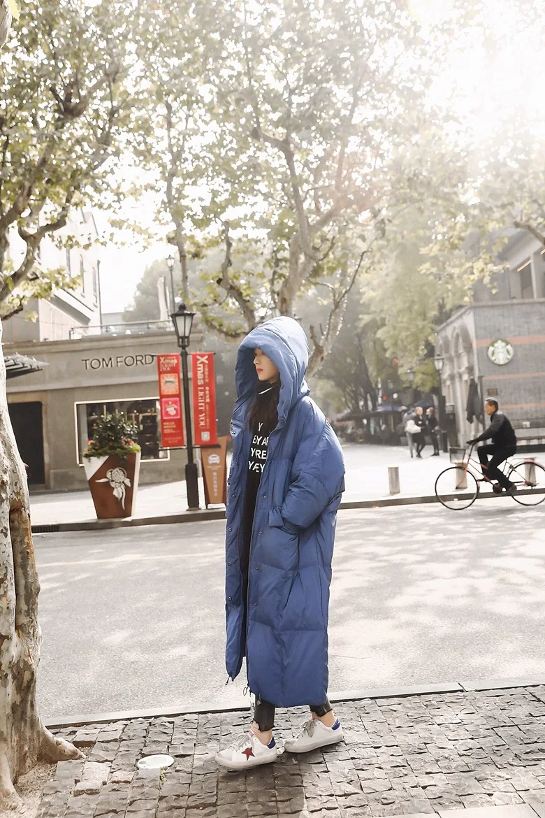 Photo Shoot Winter New Style Korean-style WOMEN'S Wear Retro Laziness over-the-Knee Long Loose Cotton Coat Hooded Cotton-pa
