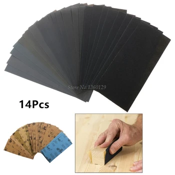 

14Pc Wet Dry Sandpaper 120 To 3000 Grit Assortment Abrasive Paper Sheets For Automotive Sanding Wood Furniture Finishing 23*9.5