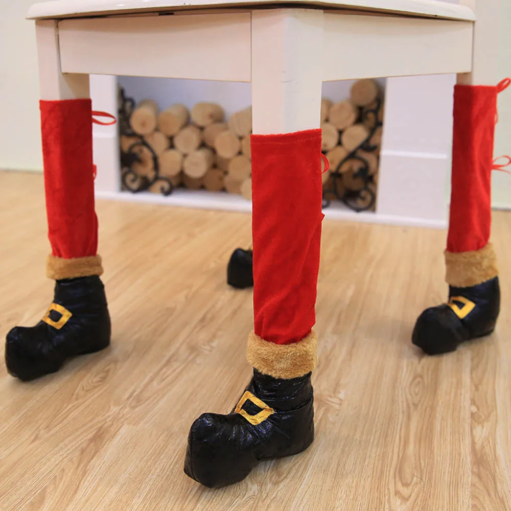 4 шт. Рождественский стол стул для ног покрытия для ног украшения домашний стул стол крышка Декор Новогодние рождественские принадлежности