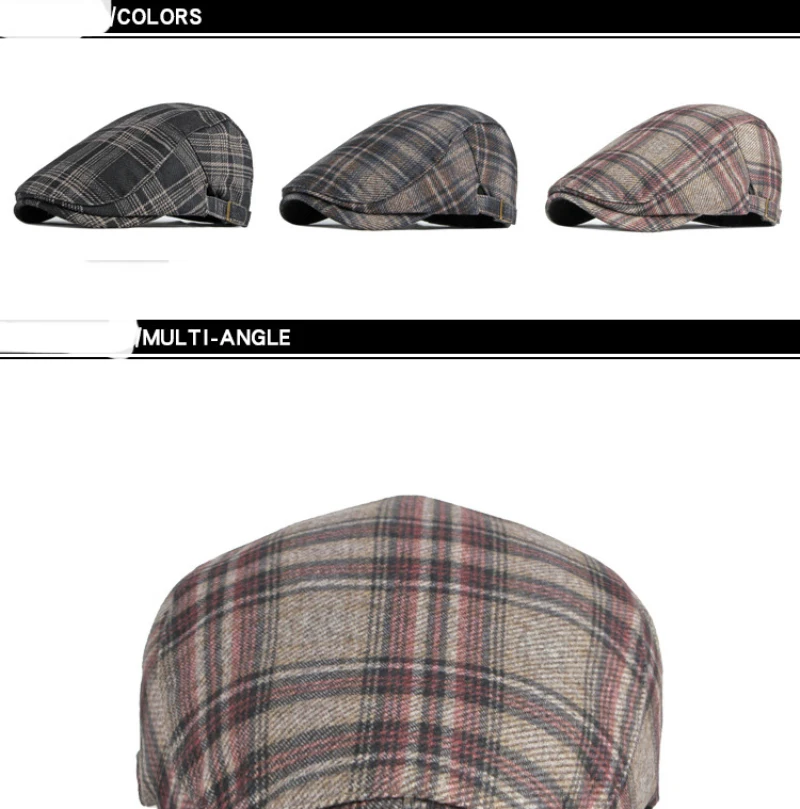 HT3964 Berets Neue Herbst Winter Hut Vintage Baskenmütze Kappe für Männer Frauen Plaid Flache Kappe Männlich Weiblich Retro Künstler Maler Baskenmütze Hut – Detail 5