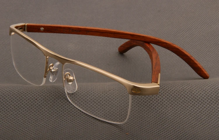 Zerosun, настоящая деревянная оправа для очков, мужские золотые очки, полуоправы, весенние петли, брендовые, высокое качество, очки для выпускника, линзы
