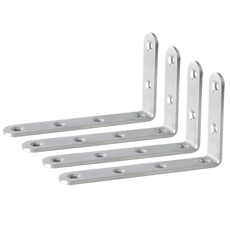 

4Pcs Corner Brackets 3 X 5 Inch,Right Angle Bracket 304 Stainless Steel with Screws,L Shaped Brackets for Shelves Furniture