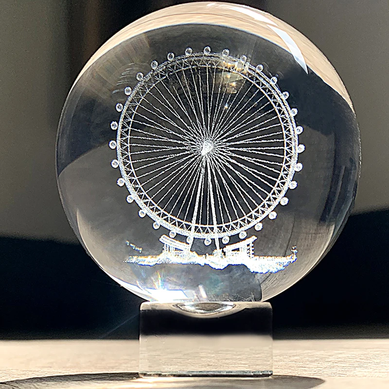 H& D 9 видов стилей 60 мм Хрустальный шар с подставкой 3D лазерная гравировка лечебная Сфера пресс-папье Декор для дома и офиса большие подарки(прозрачный
