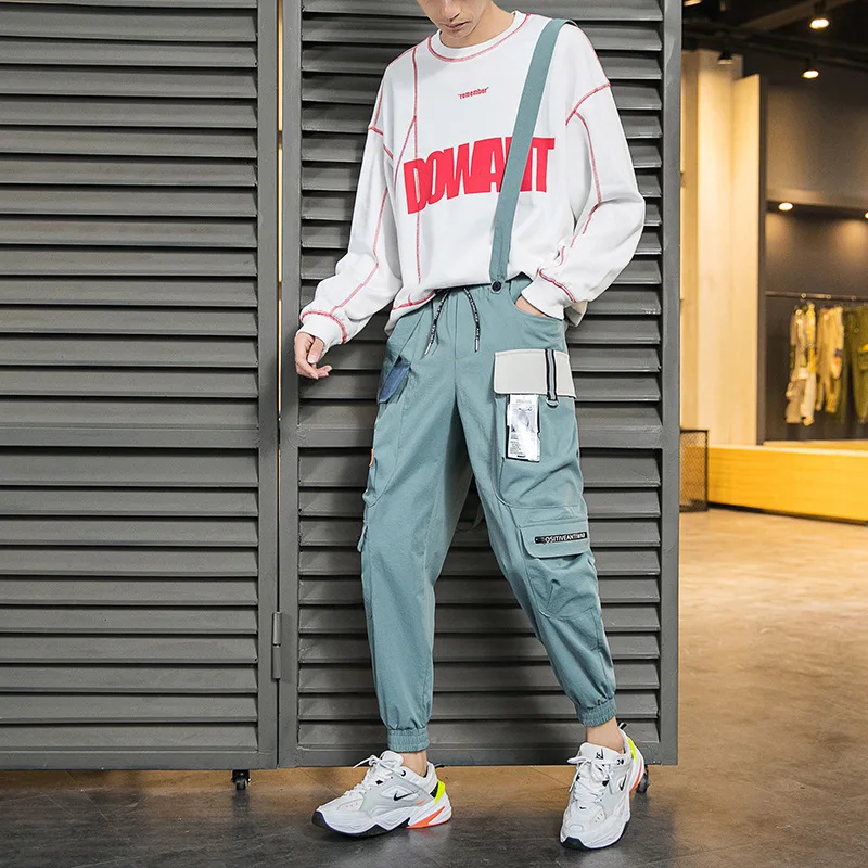 Men Hip Hop Black Cargo Pants joggers 