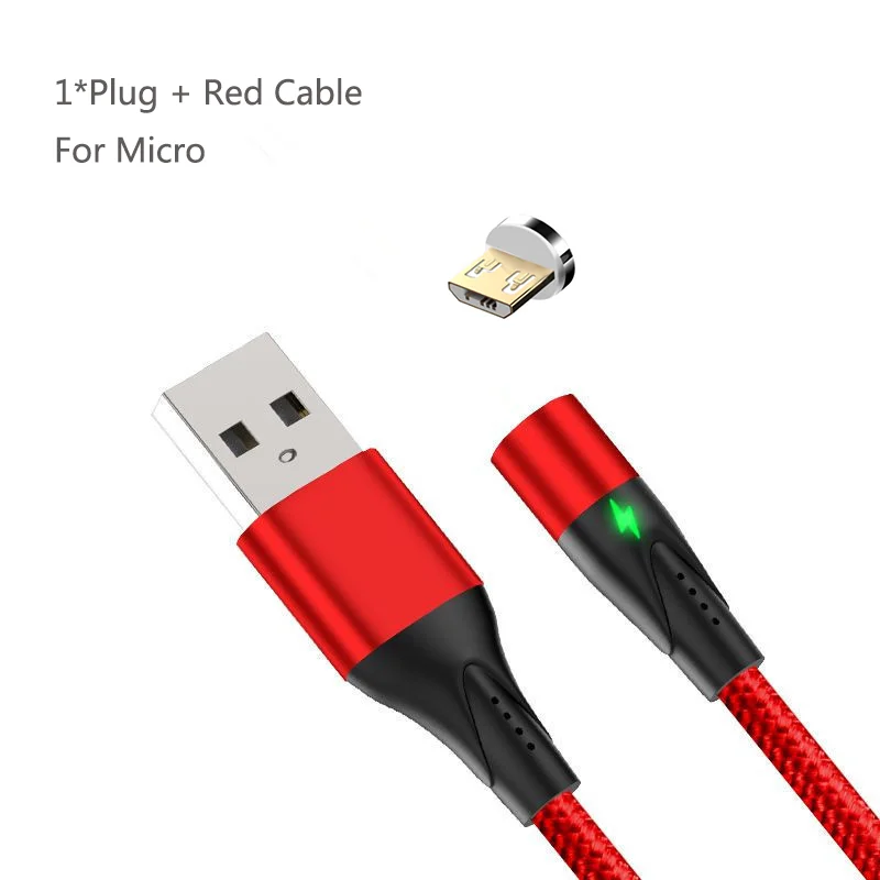 Магнитный usb-кабель 3 А, кабель для быстрой зарядки USB type-C, магнитный кабель для зарядки и синхронизации данных, кабель Micro usb для телефона iphone, кабель lightning - Цвет: Red For Micro