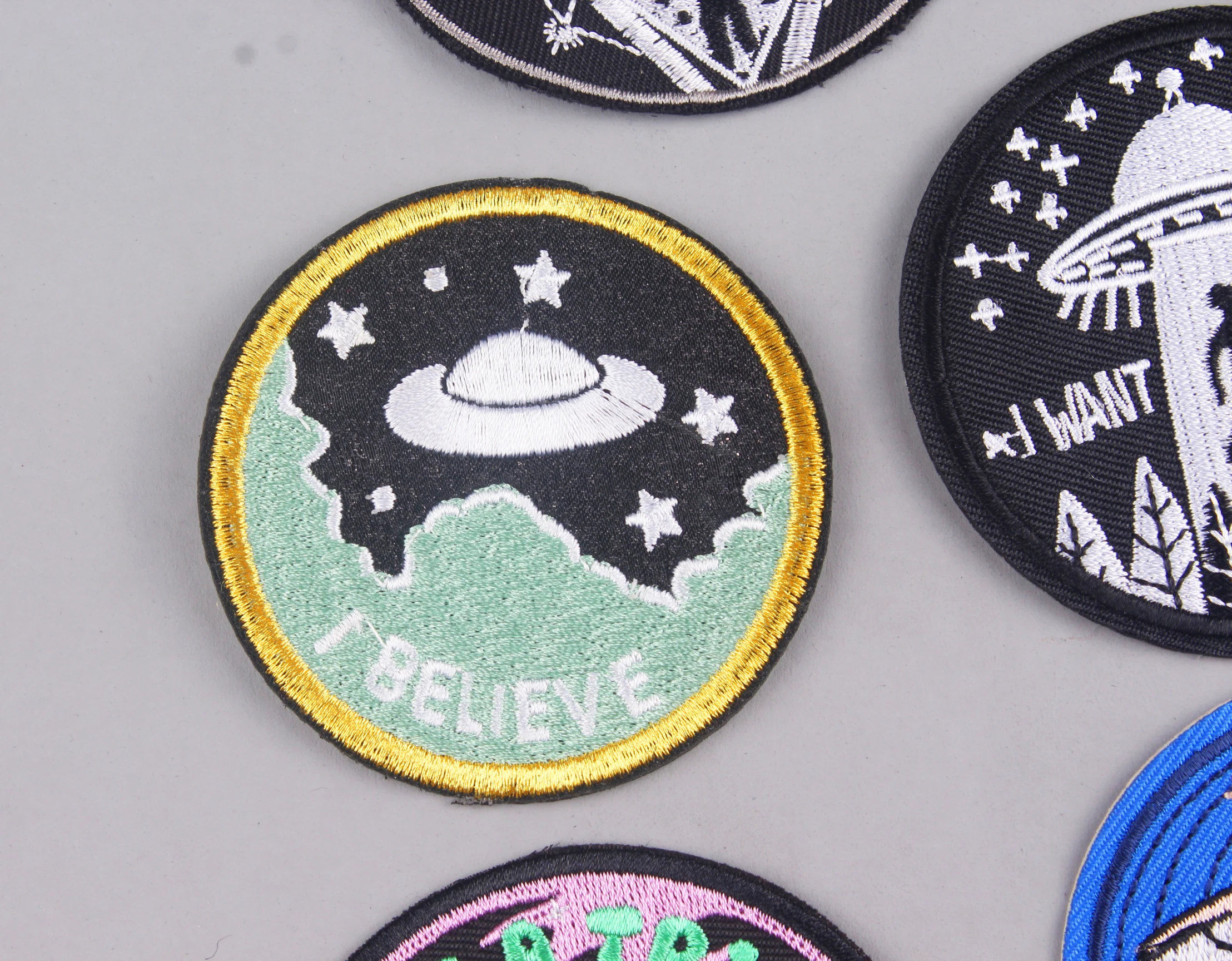 UFO Alien Prajna вышитые нашивки для одежды крутые значки DIY в полоску аппликация