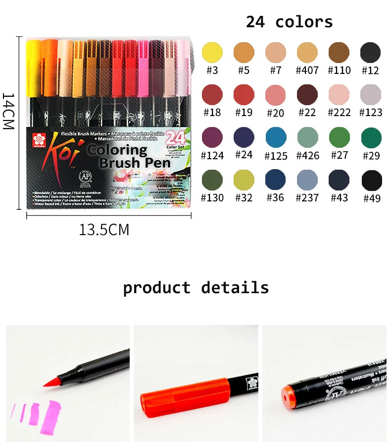 TUNACOCO pen set Japanese stationery SAKURA pen Mark pens marker colour pen soft brush drawing pen school arts markers bb1710196