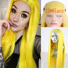 BM ярко-желтые синтетические волосы 13*6 большой парик на кружеве шелковистые прямые термостойкие волокна натуральные волосы для женщин парики