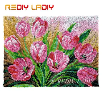 

Latch Hook Rug Bouquet of Tulips Chunky Yarn Tapestry Kits Crochet Cushion Mat DIY Carpet Rug Needlework Hobby & Crafts 81*61cm
