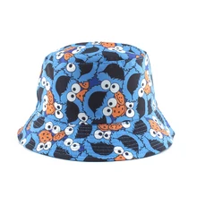 Chapeau de pêcheur d'été réversible, chapeaux de seau de dessin animé pour femmes et hommes, casquette de seau de rue Hip Hop Vintage imprimé chapeau de pêche