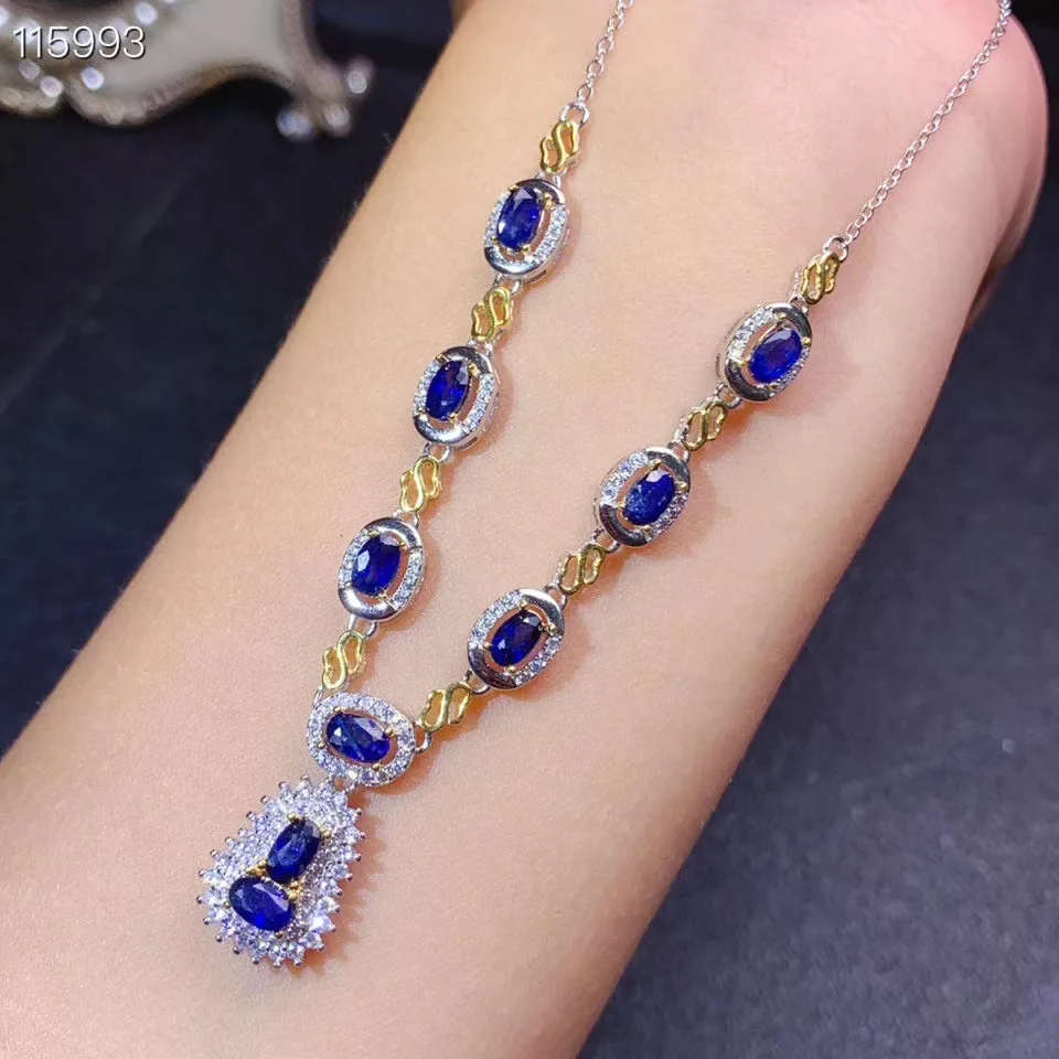 

Natural sapphire necklace, new style, from China mining area, 925 silver, Hong Kong design